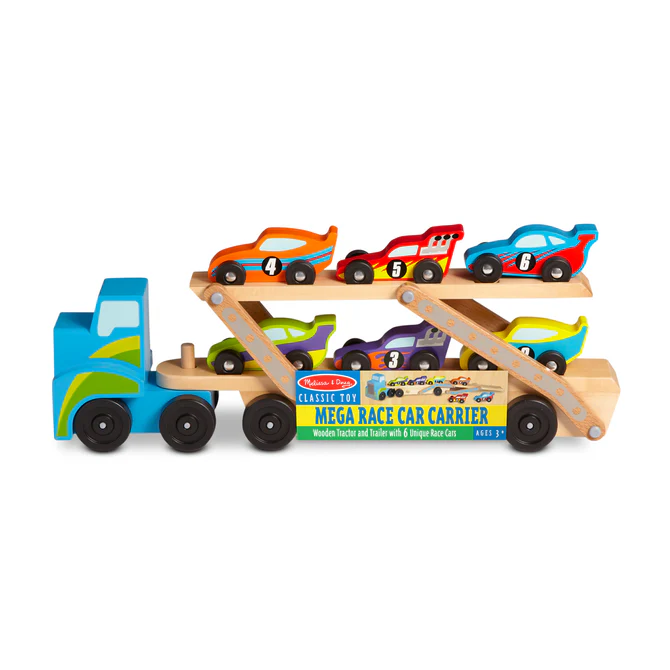 Melissa & Doug Mega Race-Car Carrier Wooden Toy Set main image 1