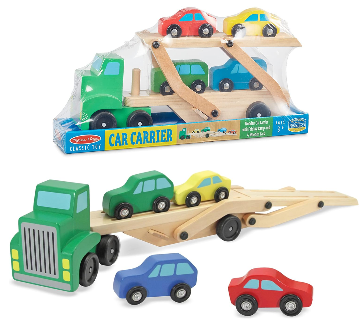 4096 Melissa & Doug Car Carrier Truck & Cars Wooden Toy Set – Pops