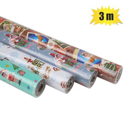 Gift Wrap Roll 3m Asstd Christmas Elf Asst Each