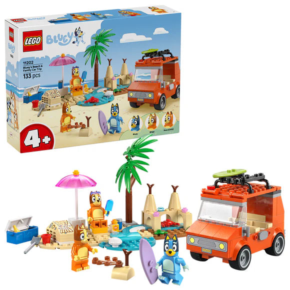 LEGO® Bluey: Bluey’s Beach & Family Car Trip, Preschool Toy Building Kit 11202