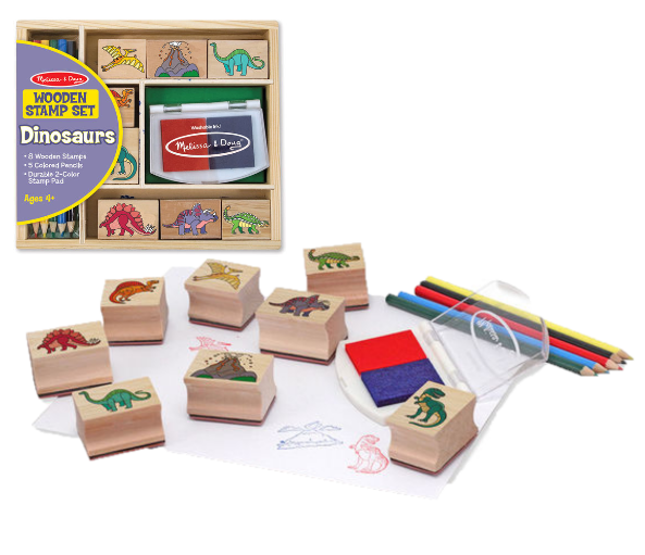1633 Melissa Doug Wooden Stamp Set Dinosaurs Pops Toys
