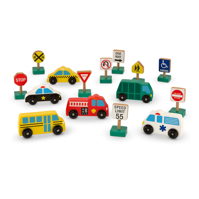 3177 Melissa & Doug Wooden Vehicles and Traffic Signs