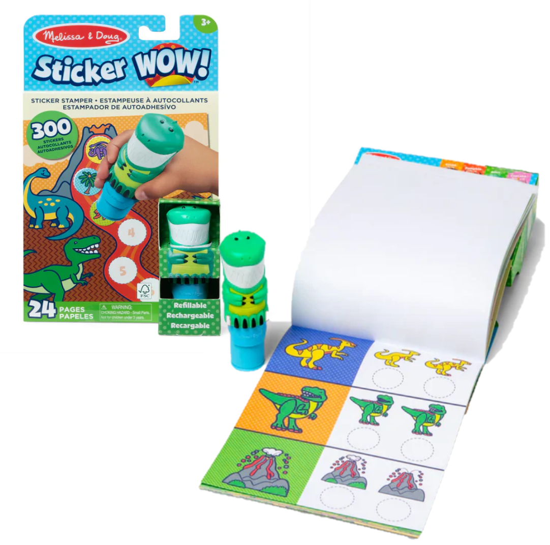 Melissa & Doug Sticker WOW, Mini Bloc D'activités Et 200 Supplémentaires Pour Estampeuse à Autocollants, Jouets à Collectionner - Récompenses Way To Go Assortis