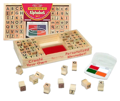 3557 Melissa Doug Wooden Alphabet Stamp Set Pops Toys