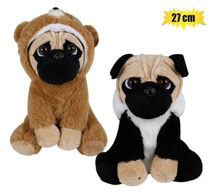 Plush Pug Dog Wearing Sweater 23cm Asst Each