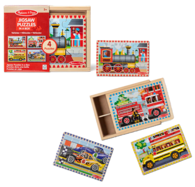 3794 Melissa & Doug Wooden Jigsaw Puzzles in a Box - Vehicles
