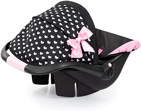 Bayer Deluxe Toy Car Seat with Canopy (Black/Pink/Hearts)