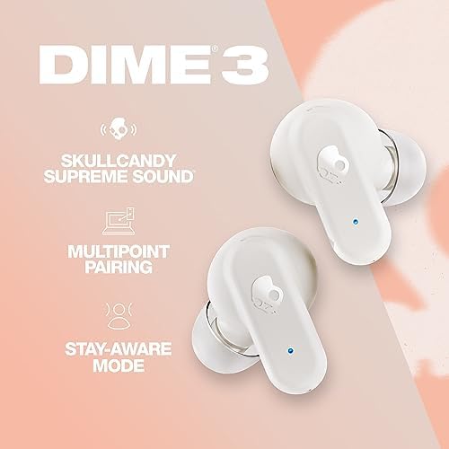 Skullcandy Dime 3 In-Ear Wireless Earbuds - Bone/Orange Glow