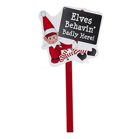 Elf Plant Stick - Elves Behaving Badly Sign Each