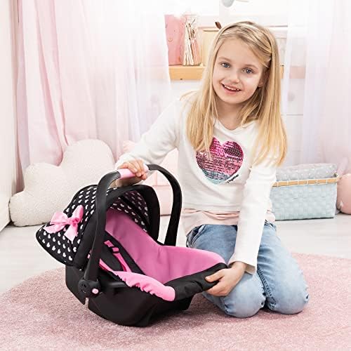 Bayer Deluxe Toy Car Seat with Canopy (Black/Pink/Hearts)