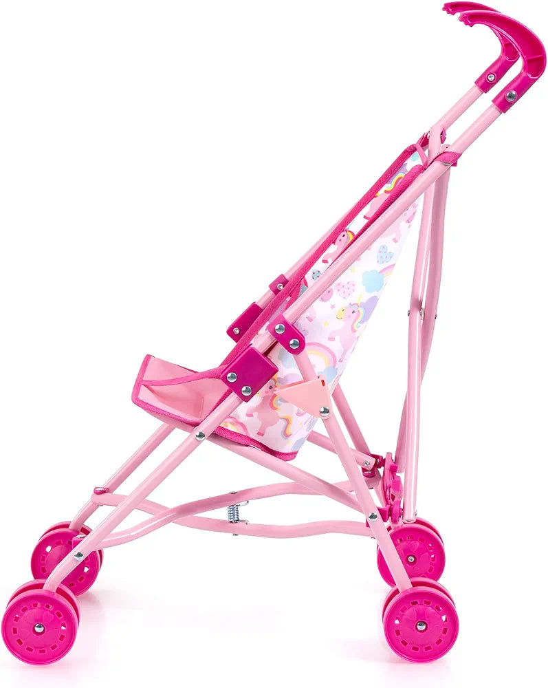 Bayer 10-in-1 Buggy Doll’s Pram Set (Pink/Unicorns) with 30cm Doll