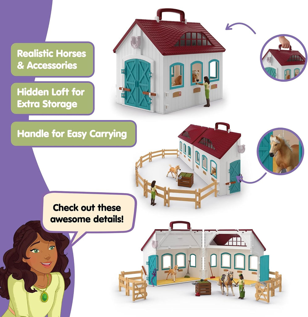 42703 Schleich Horse Club - Open Stable Set - Little Horseshoe (60 Pieces)