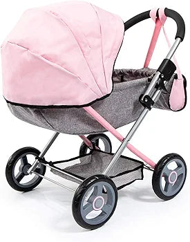 Bayer Cozy Doll’s Pram with Bag & Accessories (Pink & Grey)