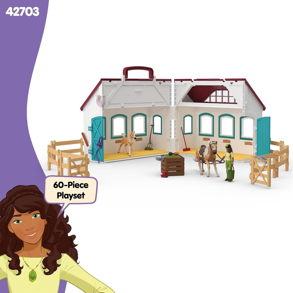 42703 Schleich Horse Club - Open Stable Set - Little Horseshoe (60 Pieces)