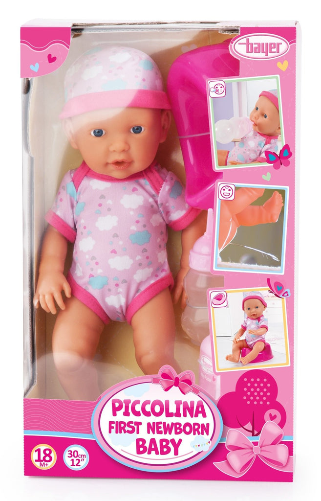 Bayer Piccolina Newborn Baby Doll (Pink/Clouds) with Accessories