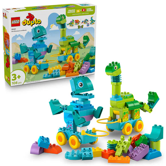 LEGO® DUPLO® Town 3in1 Dinosaurs on Wheels Learn-Through-Play Toddler Toy 10451