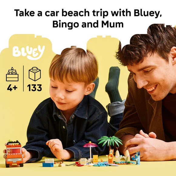 LEGO® Bluey: Bluey’s Beach & Family Car Trip, Preschool Toy Building Kit 11202