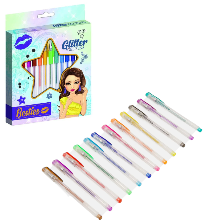 Besties Glitter Gel Pens 12 Piece