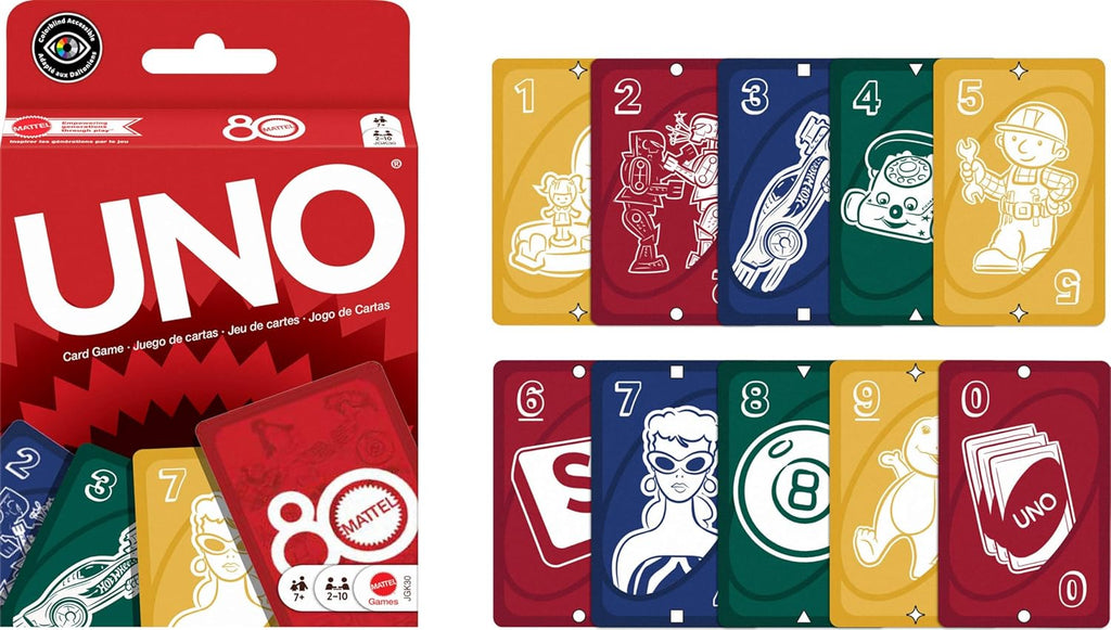 UNO Mattel 80th Anniversary Ruby Red