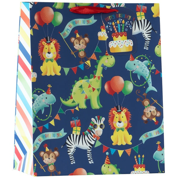 Gift Bag- Large  Birthday Carnival Blue