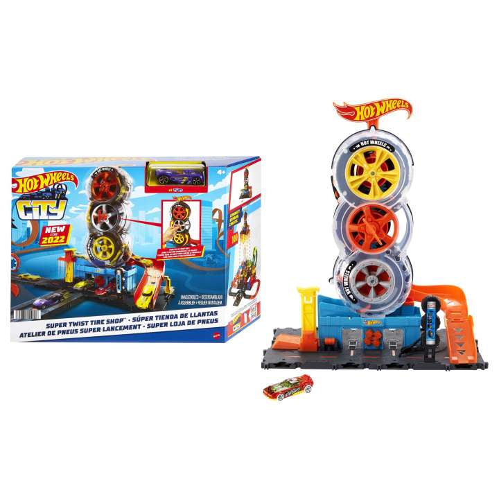 Hot Wheels City Super Twist Tire Shop Playset