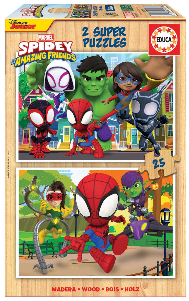 Educa Spidey & His Amazing Friends (2 x 25 Piece) Wooden Puzzle