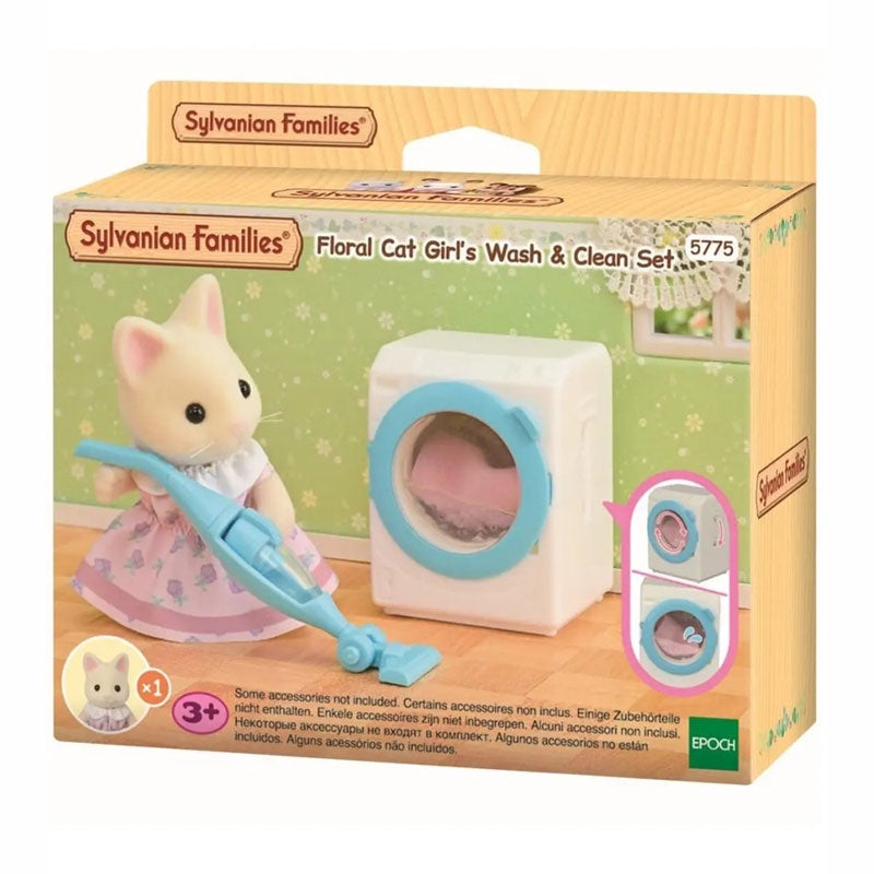 Sylvanian Families Floral Cat Girl’s Wash & Clean Set