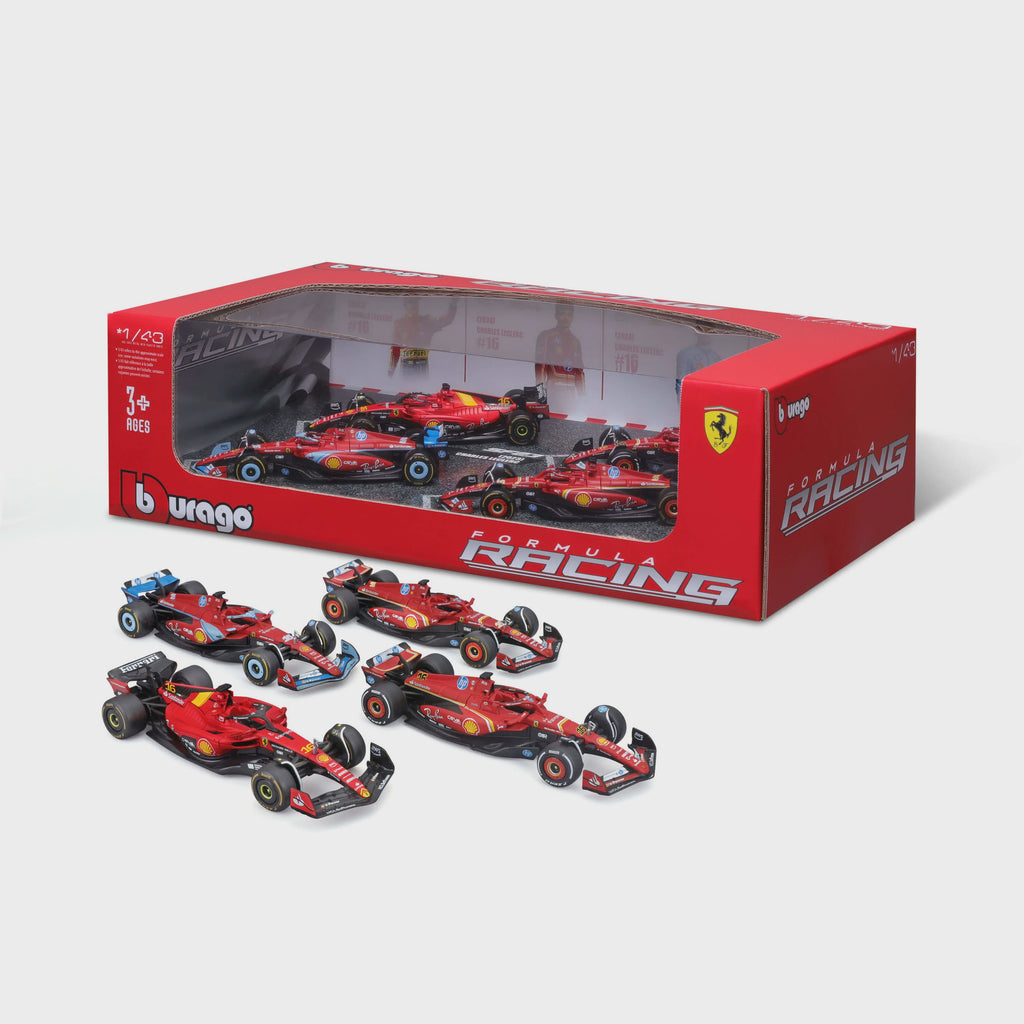 Bburago 1/43 Ferrari F1 4-Pack Set - #16 Charles Leclerc (13cm Long)