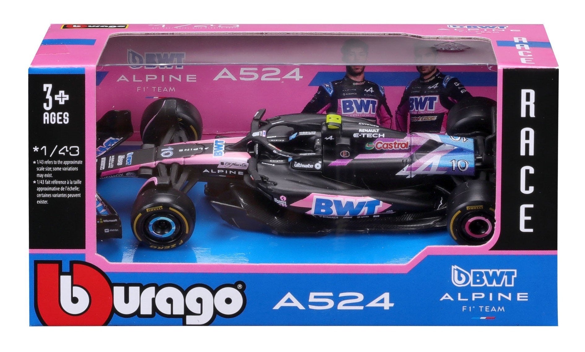 Bburago 1/43 BWT Alpine F1 A524 2024 #10 Pierre Gasly (13cm Long