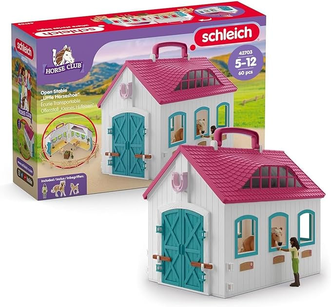 42703 Schleich Horse Club - Open Stable Set - Little Horseshoe (60 Pieces)