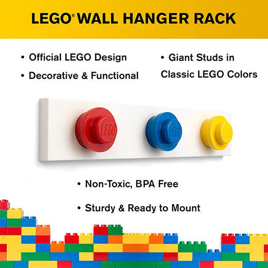 4111 LEGO Wall Hanger Rack - Red, Blue, Yellow