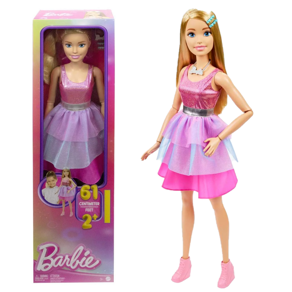 Large Barbie Doll, 28 Inches Tall, Blond Hair and Shimmery Pink Dress