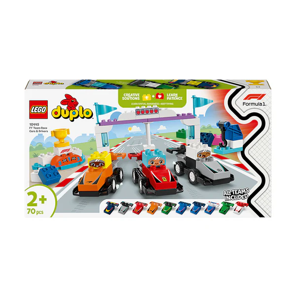 LEGO® DUPLO® Town F1® Team Race Cars & Drivers Building Toy for Family Fun 10445