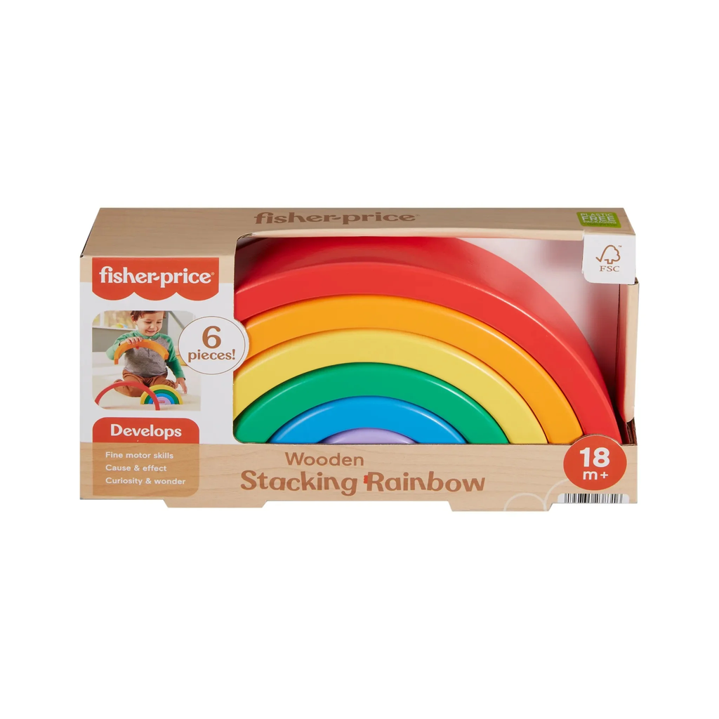 Fisher-Price Wooden Stacking Building Rainbow Toy