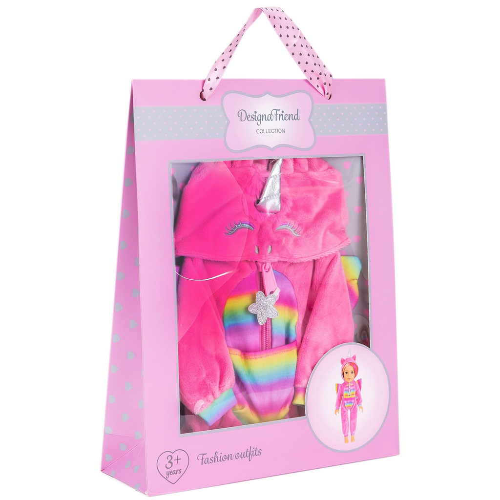 DesignaFriend Unicorn Onesie outfit for 46cm Fashion Doll