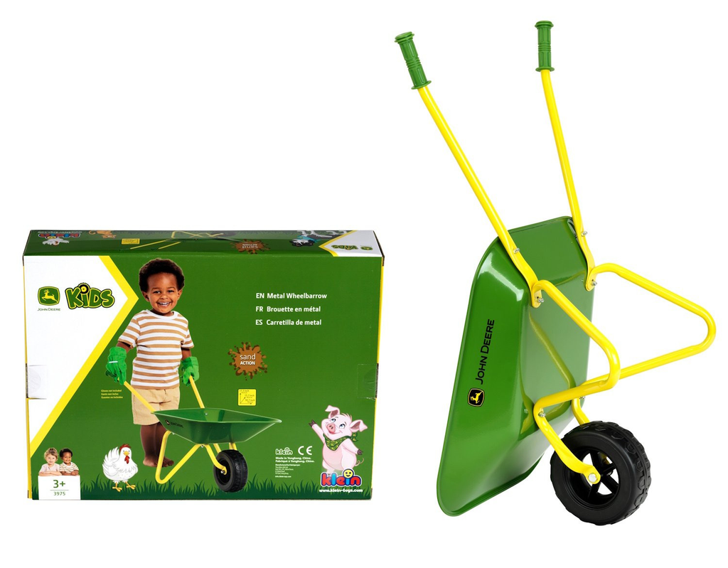 Klein Toys John Deere Kids Metal Wheelbarrow (78cm Long)