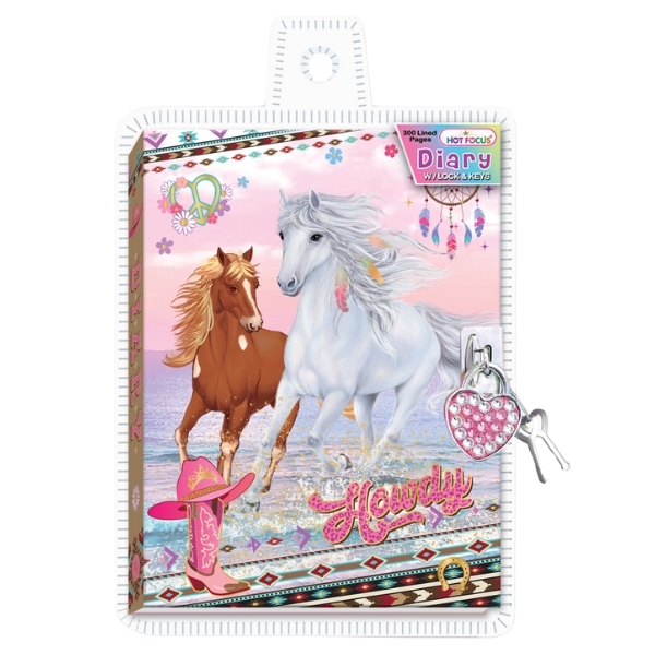 hot focus Diary with Lock & Keys Majestic Horses