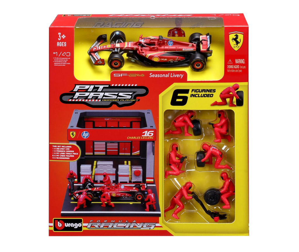 Bburago 1/43 Ferrari F1 SF-24 2024 Pit Pass #16 Charles Leclerc (33cm Long)