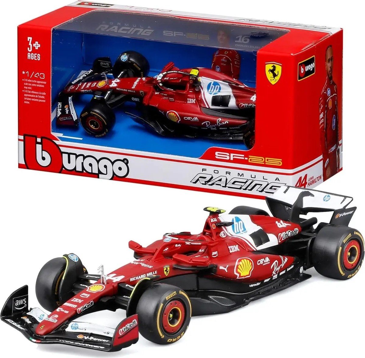 1/43 FERRARI F1 SF-25 2025 WITH COLLECTORS HARDCASE -L.Hamiton #44