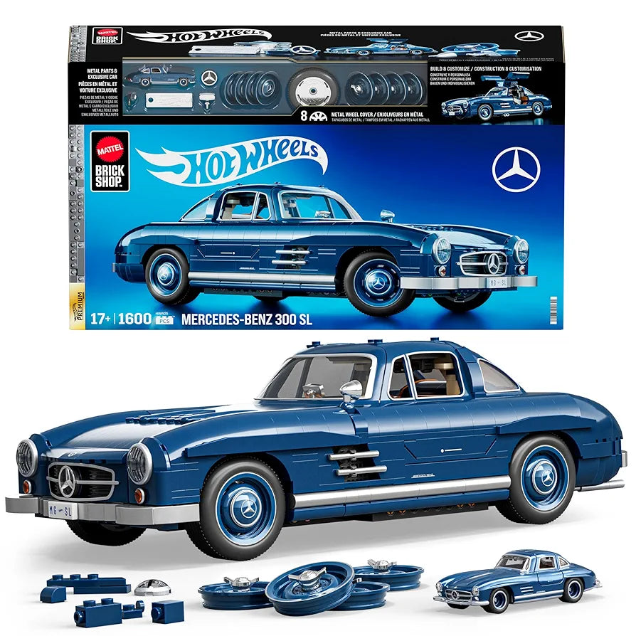 Mattel Brick Shop Hot Wheels Mercedes-Benz 300 SL Building Kit (1600 Pieces), For Collectors