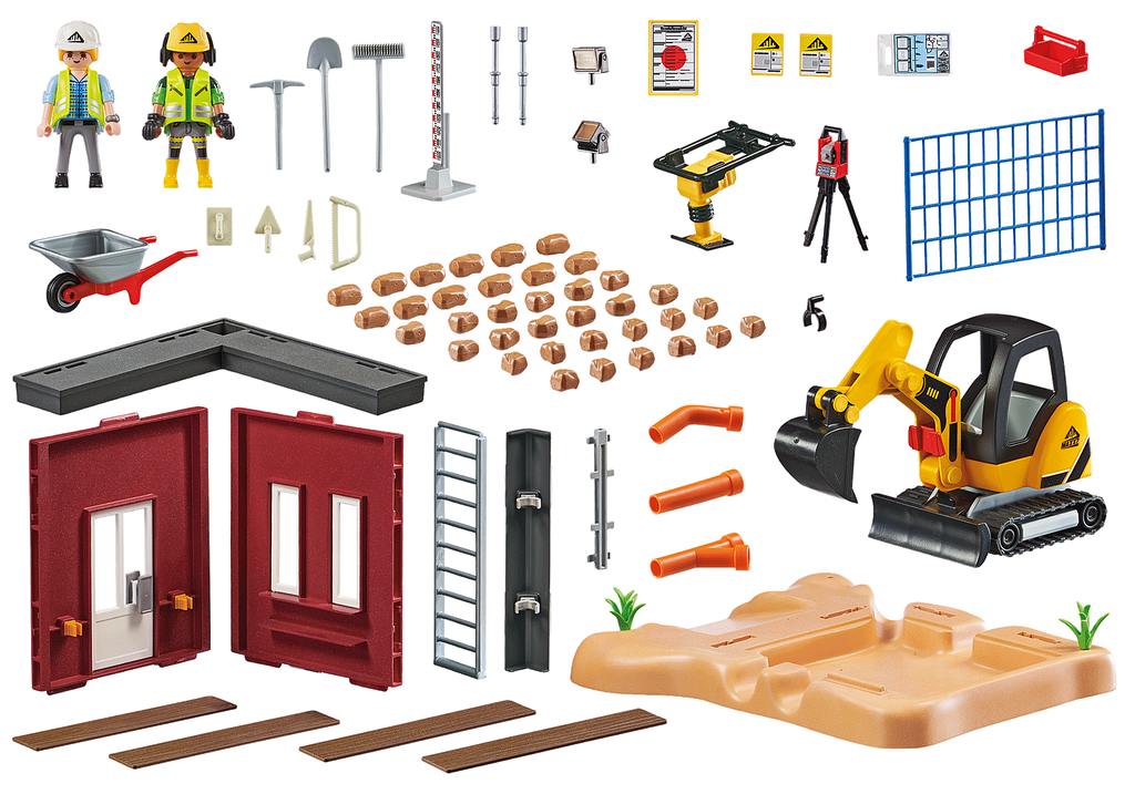 70443 Playmobil Mini Excavator with Building Section
