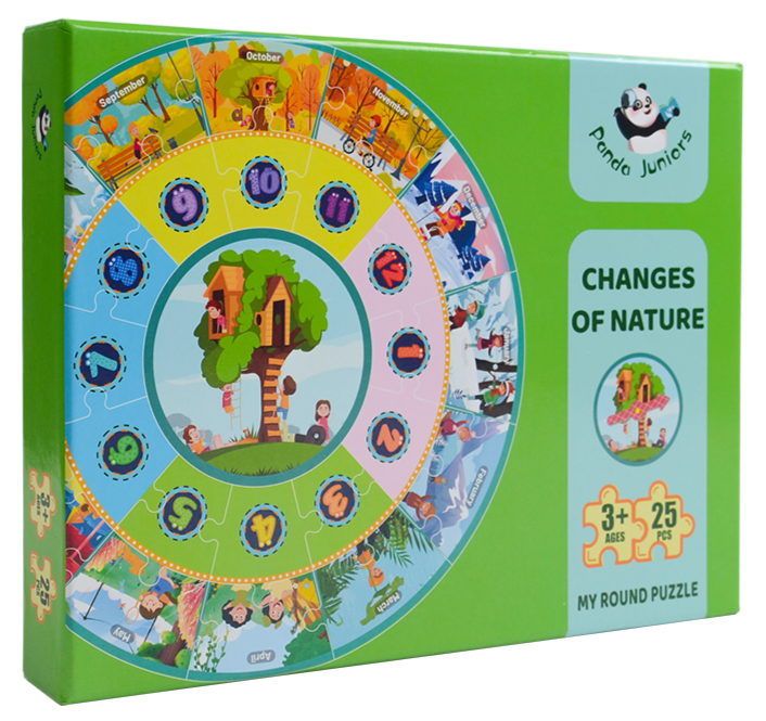 Panda Junior Changes of Nature Round Puzzle 25 Piece